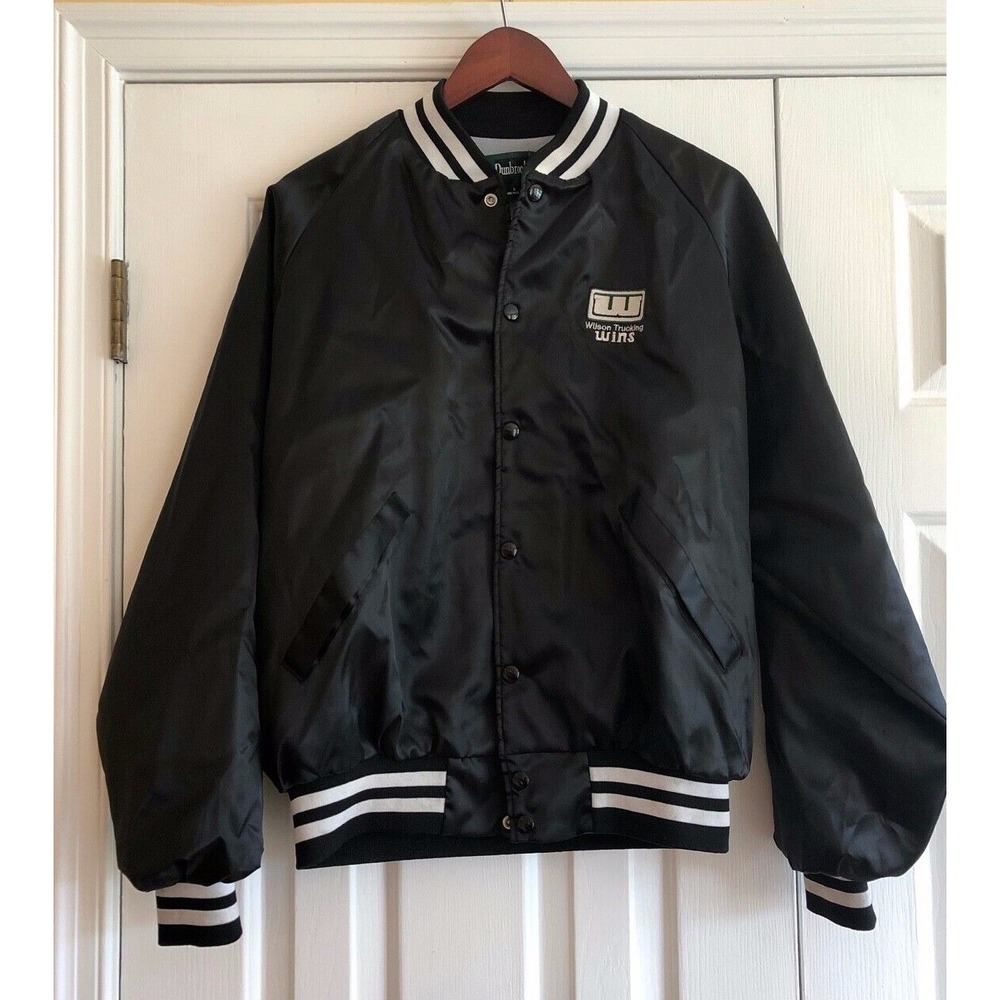 Wilson Trucking Wins Satin Jacket Size L Large USA Dunbrooke Vintage Lightweight